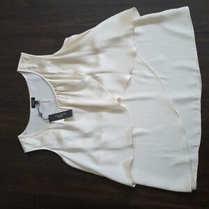 NWT Talbots Pure Silk Satin Cream Tiered Scoop Neck Layered Tank Top Petite Plus
